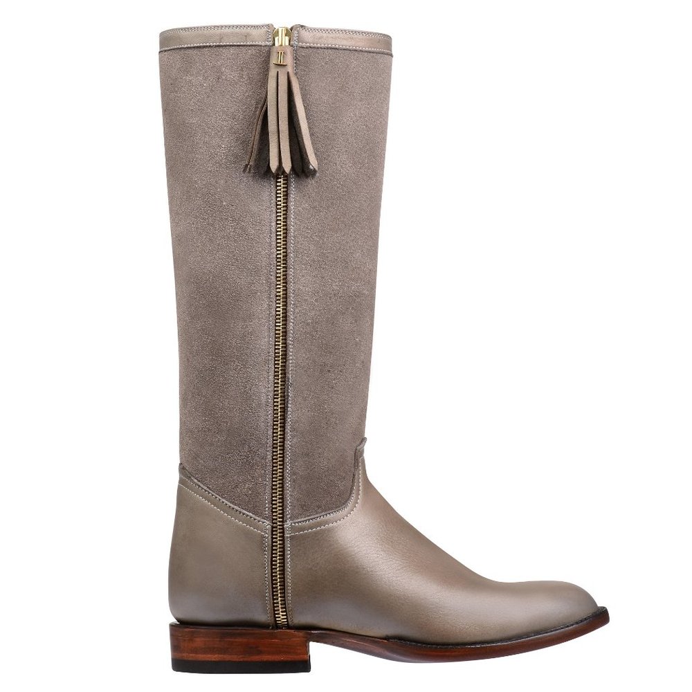 Lucchese Sharon Suede Tassel Riding Boot, Grey - Picture 1 of 7